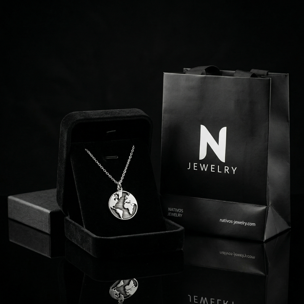 Collar Forcet con Medalla Mapa Mundo — Plata 925 & 950