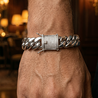 Thumbnail for 999 Silver Miami Cuban Bracelet – 14mm with Iced Clasp (22cm / 8.6”)