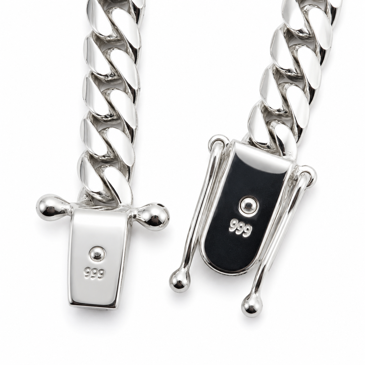 Cadena Cubana de 7mm  Plata ley 999