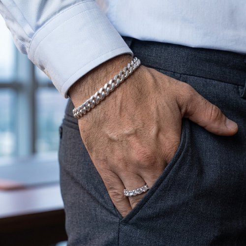 Pulsera Lomo Autoridad 8mm — Plata 950 para Hombre (21cm)
