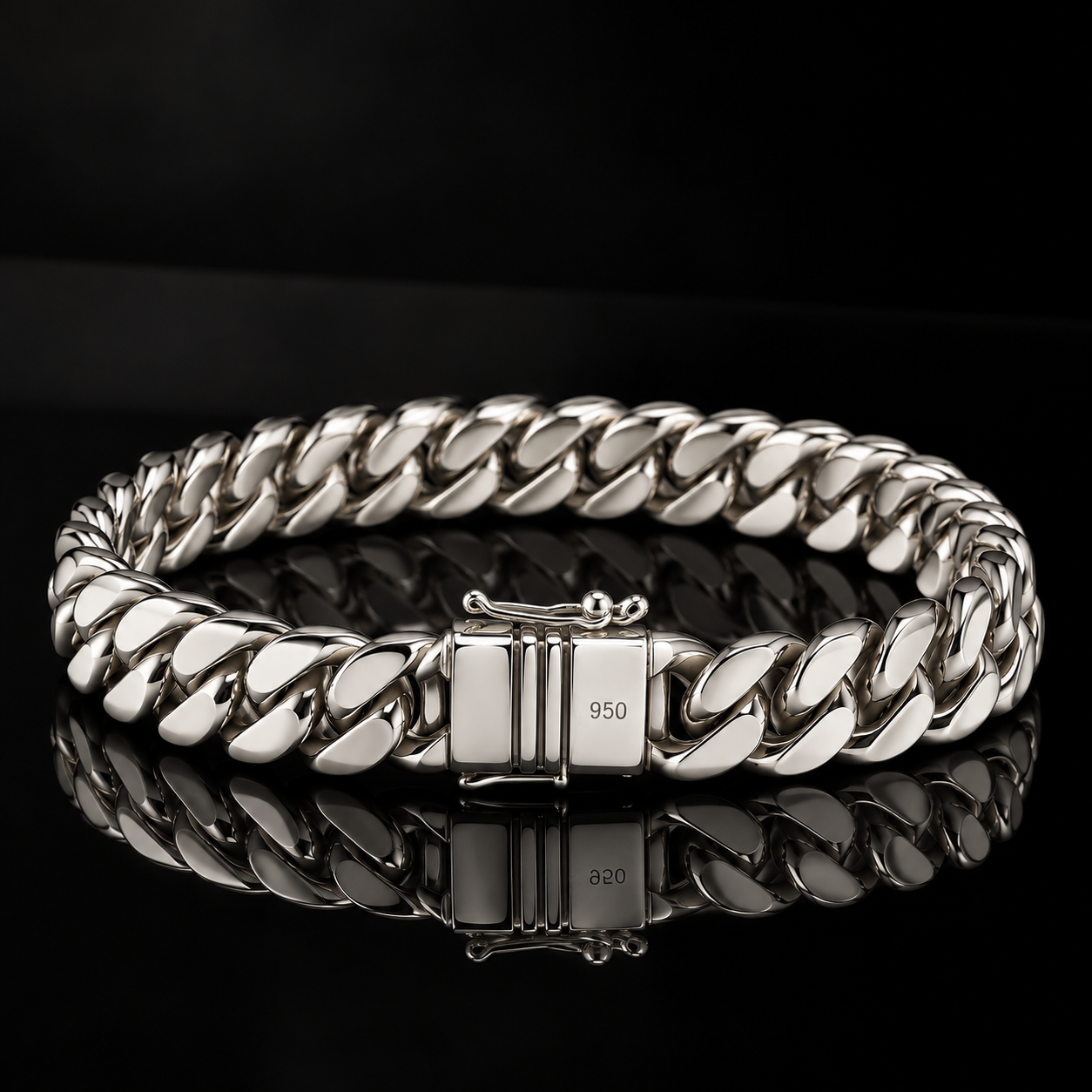 Pulsera Lomo Autoridad 8mm — Plata 950 para Hombre (21cm)
