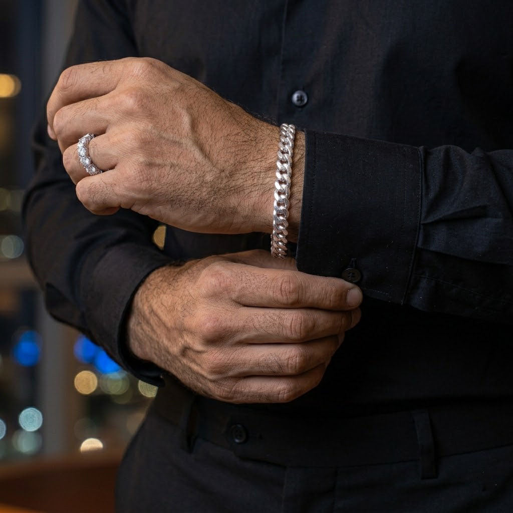 Pulsera Lomo Autoridad 8mm — Plata 950 para Hombre (21cm)