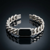 Thumbnail for Miami Dominio Ónix 10mm — Silver Cuban Bracelet 999