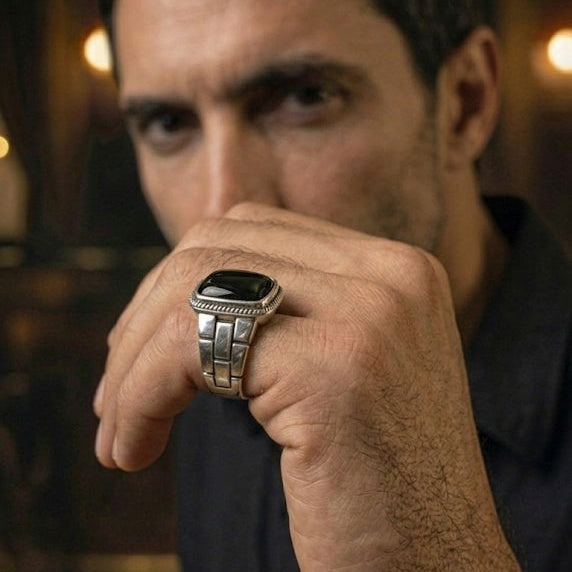 Anillo Ónix — Plata 950