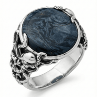 Thumbnail for Octopus Predator — Pietersite Ring Silver 950 - nativosjewelry