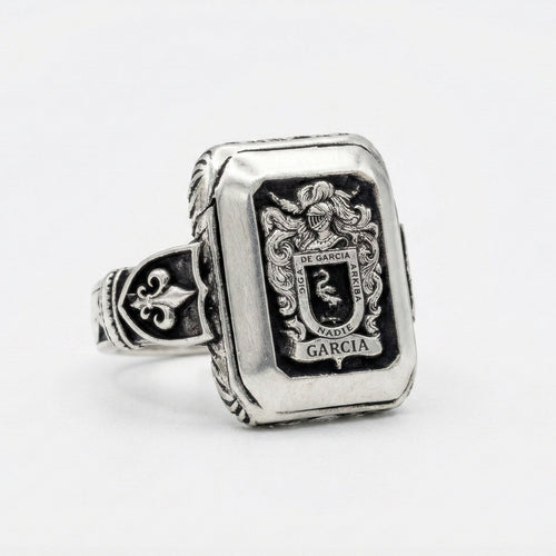 Anillo Escudo Noble — Custom Family Crest Ring Silver 950 - nativosjewelry