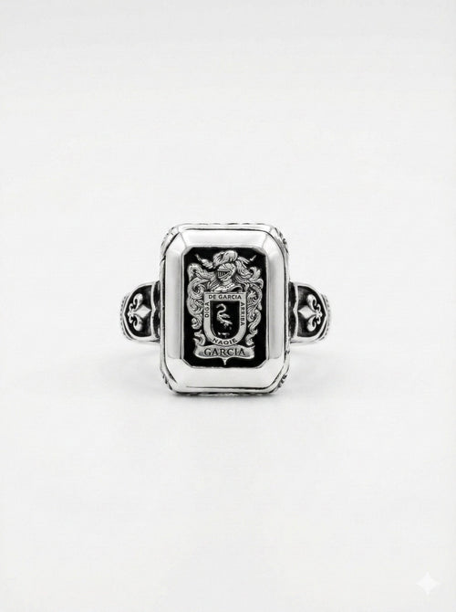 Anillo Escudo Noble — Custom Family Crest Ring Silver 950 - nativosjewelry