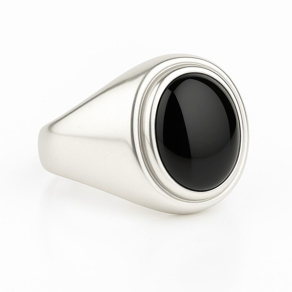 Anillo Onix Ovalado de Plata 950 - nativosjewelry