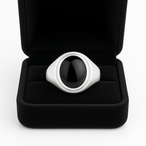 Anillo Onix Ovalado de Plata 950 - nativosjewelry