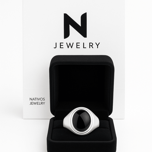 Anillo Onix Ovalado de Plata 950 - nativosjewelry