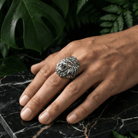 Thumbnail for Anillo León de Plata 950 – Predator - nativosjewelry
