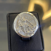 Thumbnail for Anillo Arcángel San Miguel de Plata 950 para Hombre - nativosjewelry