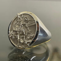 Thumbnail for Anillo Arcángel San Miguel de Plata 950 para Hombre - nativosjewelry