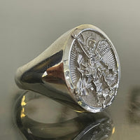 Thumbnail for Anillo Arcángel San Miguel de Plata 950 para Hombre - nativosjewelry