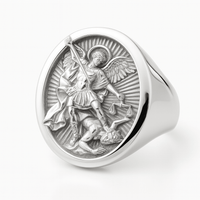 Thumbnail for Anillo Arcángel San Miguel de Plata 950 para Hombre - nativosjewelry