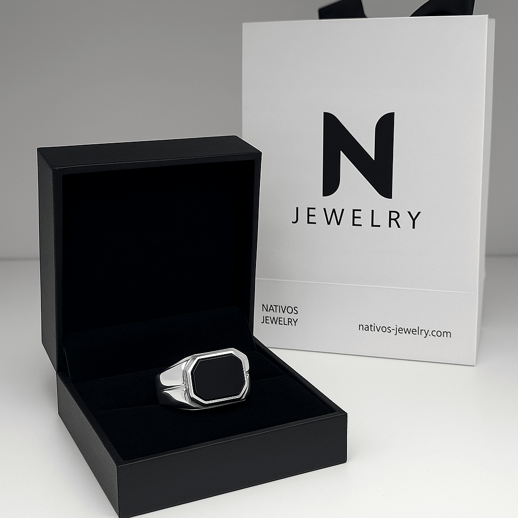 Anillo Box Onyx - Plata 950 - nativosjewelry