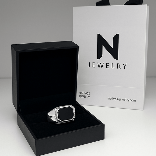 Anillo Box Onyx - Plata 950 - nativosjewelry