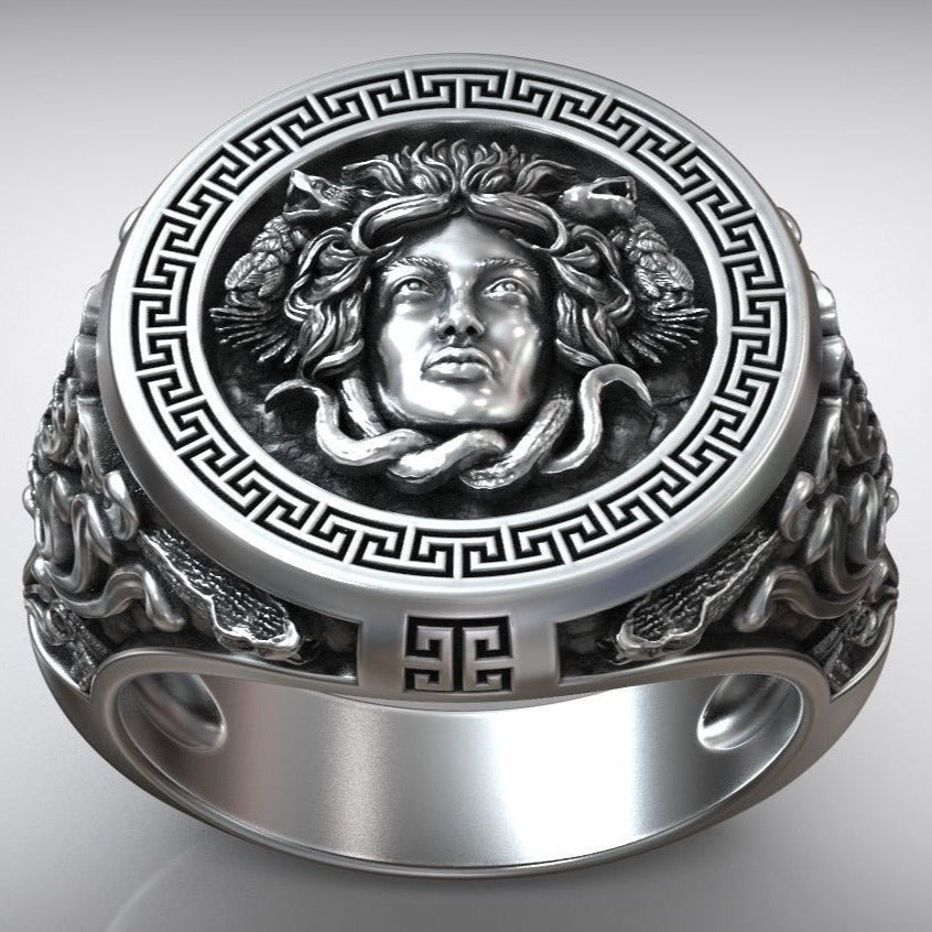 Anillo Medusa Gorgona de Plata 950 - nativosjewelry