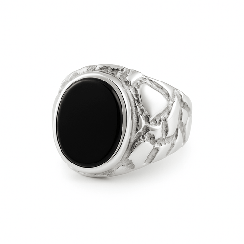 Lumpy Oval Ónix - Plata 950 - nativosjewelry