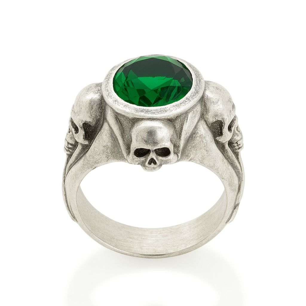 Guardian Skulls – Plata 950, Verde Esmeralda Estilo JDepp - nativosjewelry