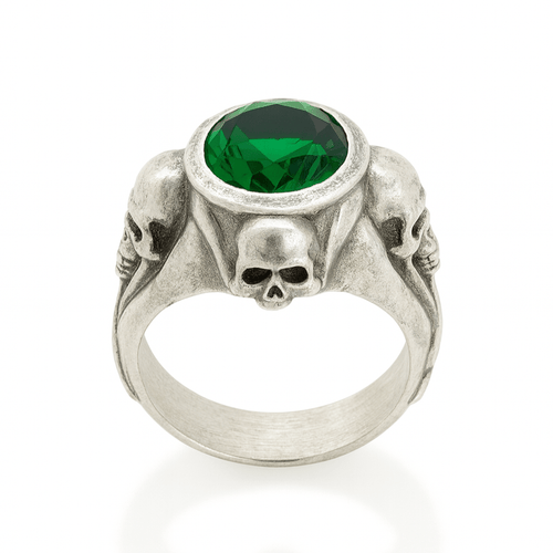 Guardian Skulls – Plata 950, Verde Esmeralda Estilo JDepp - nativosjewelry