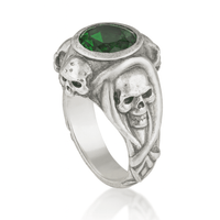 Thumbnail for Guardian Skulls – Plata 950, Verde Esmeralda Estilo JDepp - nativosjewelry