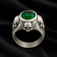 Thumbnail for Guardian Skulls – Plata 950, Verde Esmeralda Estilo JDepp - nativosjewelry