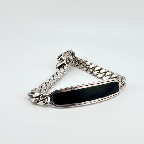 Esclava Cubana Presencia — Silver Bracelet 950 with Onyx - nativosjewelry