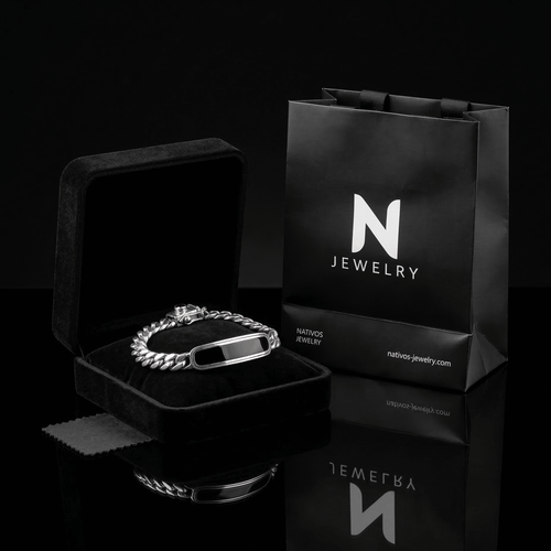 Esclava Cubana Presencia — Silver Bracelet 950 with Onyx - nativosjewelry