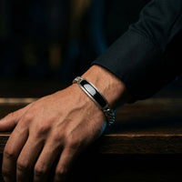 Thumbnail for Esclava Cubana Presencia — Silver Bracelet 950 with Onyx - nativosjewelry
