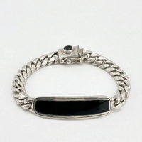 Thumbnail for Esclava Cubana Presencia — Silver Bracelet 950 with Onyx - nativosjewelry