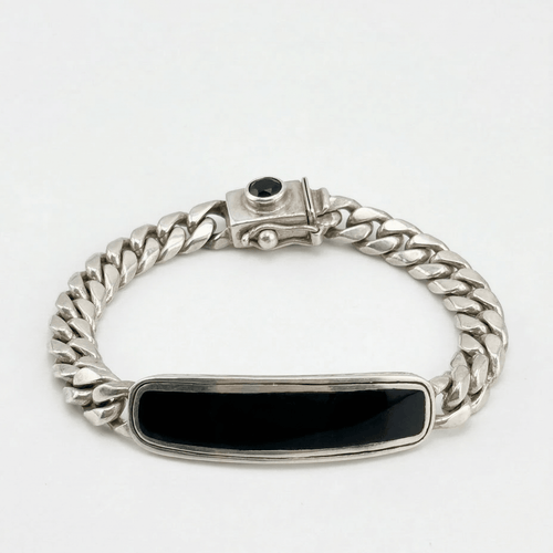 Esclava Cubana Presencia — Silver Bracelet 950 with Onyx - nativosjewelry