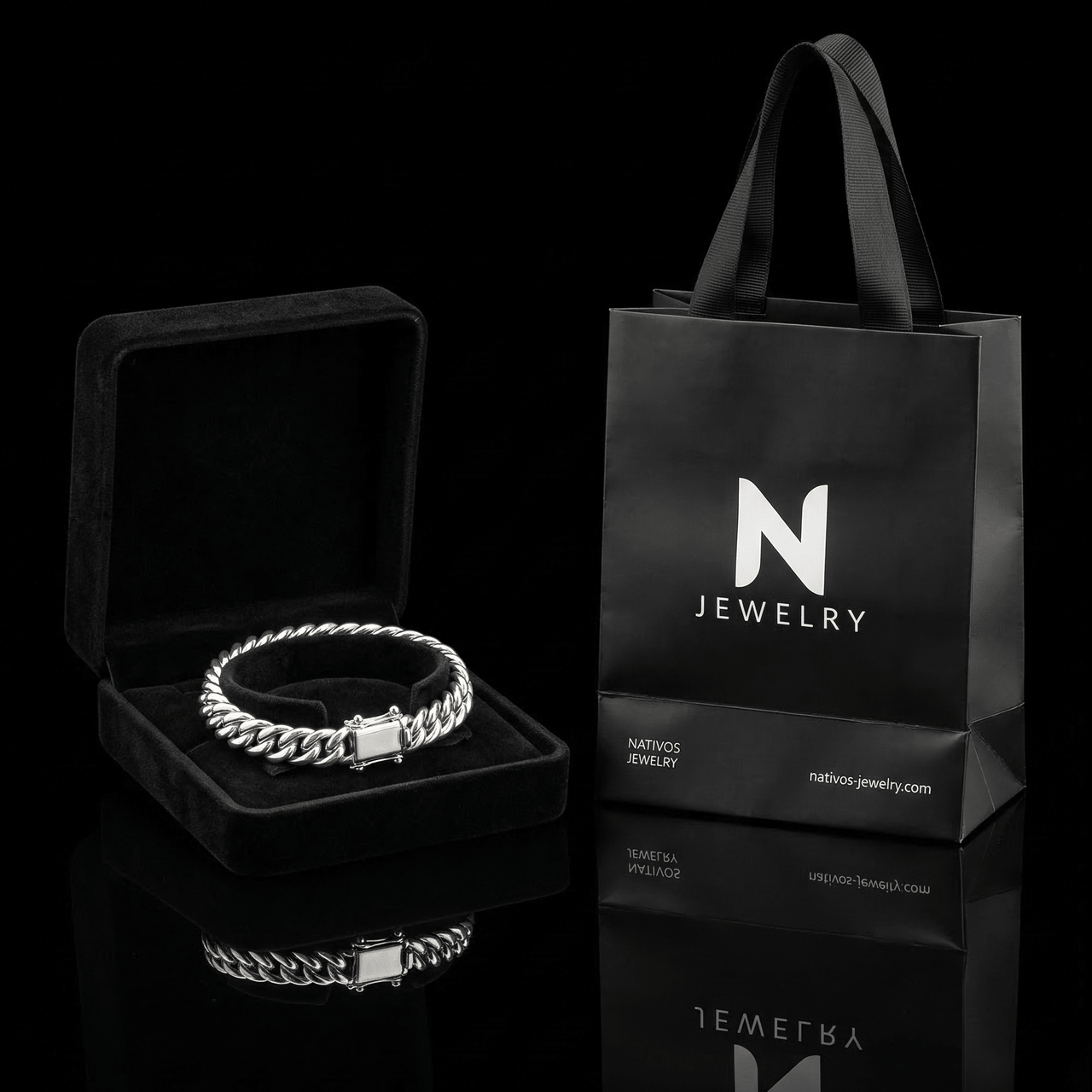Malla Cubana Clásica 7mm — Silver Cuban Bracelet 950 (21cm) - nativosjewelry