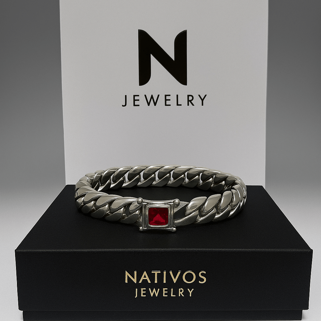 Miami Autoridad Rubí — 12mm Silver Cuban Bracelet 999 (22cm) - nativosjewelry