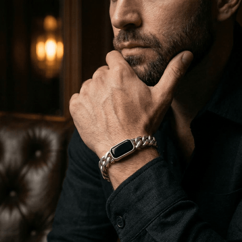Miami Dominio Ónix 10mm — Silver Cuban Bracelet 999 - nativosjewelry