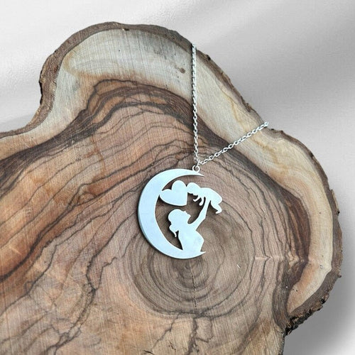 Collar silueta de Mamá e hijo de Plata 950 - nativosjewelry
