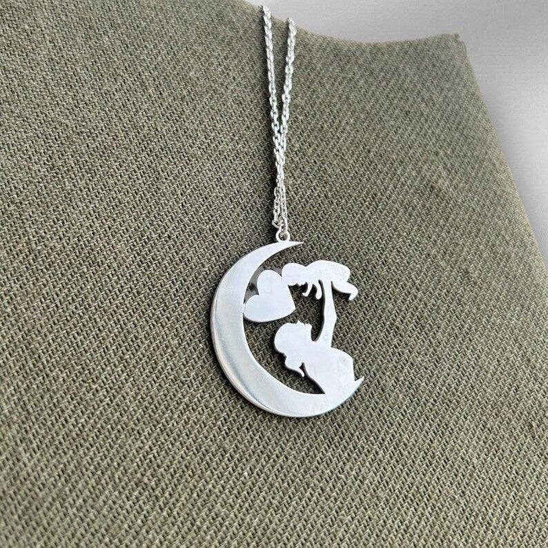 Collar silueta de Mamá e hijo de Plata 950 - nativosjewelry