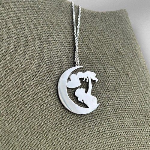 Collar silueta de Mamá e hijo de Plata 950 - nativosjewelry