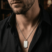 Thumbnail for Collar placa militar con inicial de Plata 950 - nativosjewelry