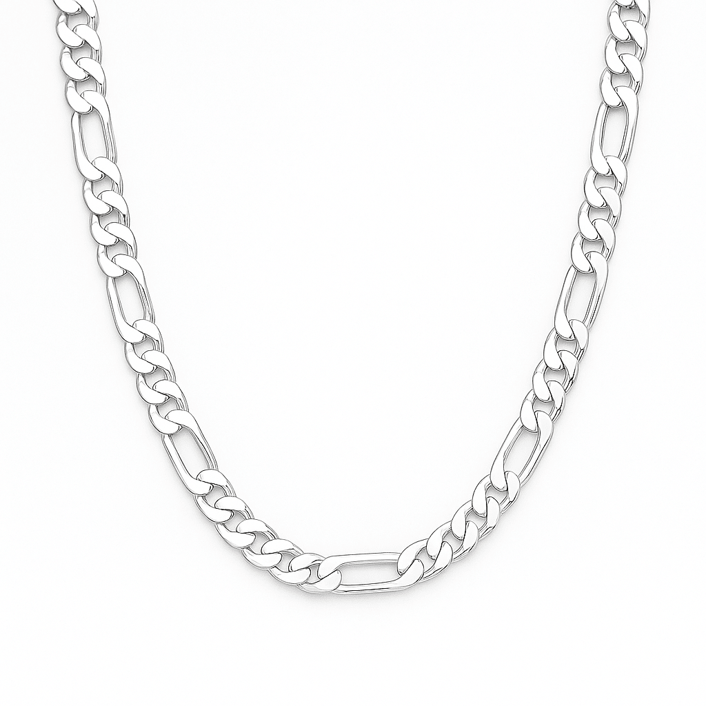 Cadena Figaro Hexagonal de Plata 950 4mm - nativosjewelry