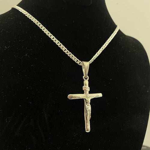 Cadena Lomo de Corvina con Cruz de Plata 950 Hombre - nativosjewelry