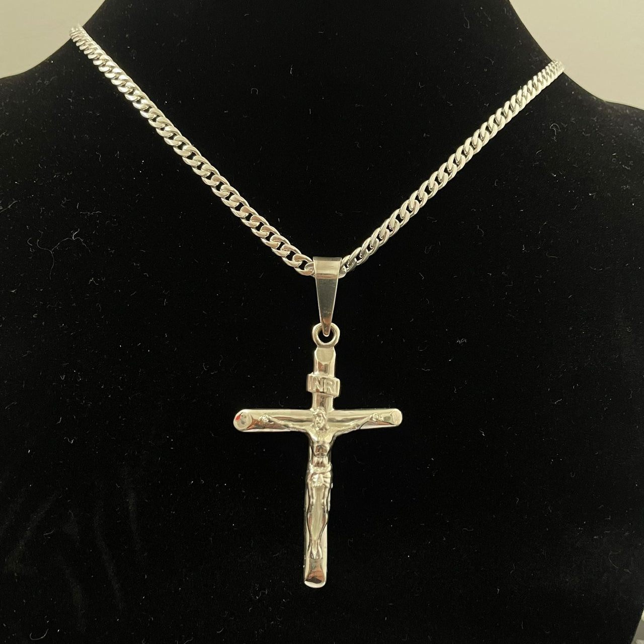 Cadena Lomo de Corvina con Cruz de Plata 950 Hombre - nativosjewelry
