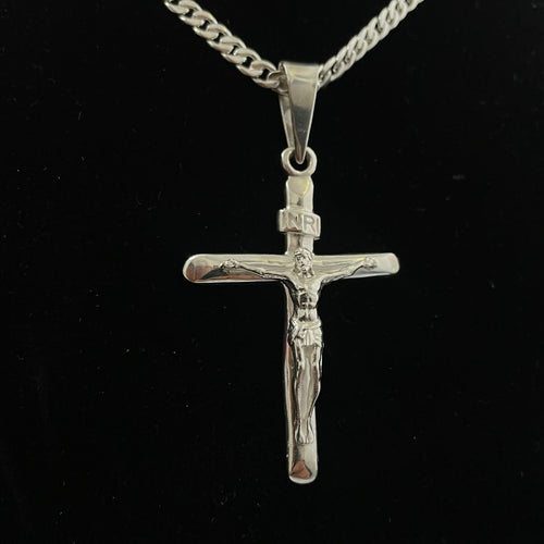 Cadena Lomo de Corvina con Cruz de Plata 950 Hombre - nativosjewelry