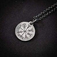 Thumbnail for Collar Brujula Vikinga de Plata 950 quemada - nativosjewelry