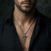 Thumbnail for Collar Caduceo — Plata 950 - nativosjewelry