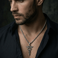 Thumbnail for Collar Caduceo — Plata 950 - nativosjewelry