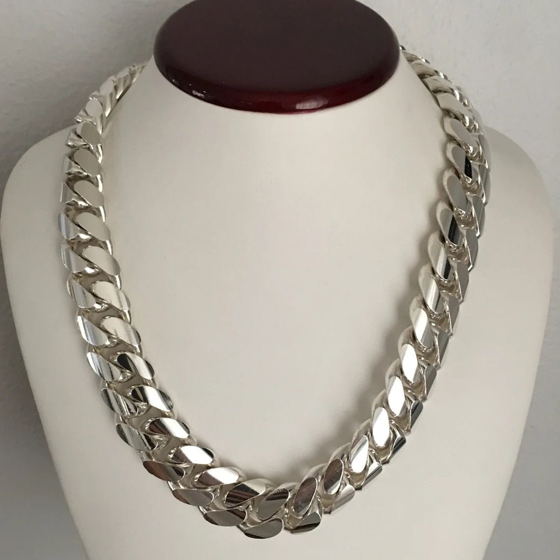 Collar de Eslabones Cubanos - 18 mm Plata Ley 999 Premium - nativosjewelry
