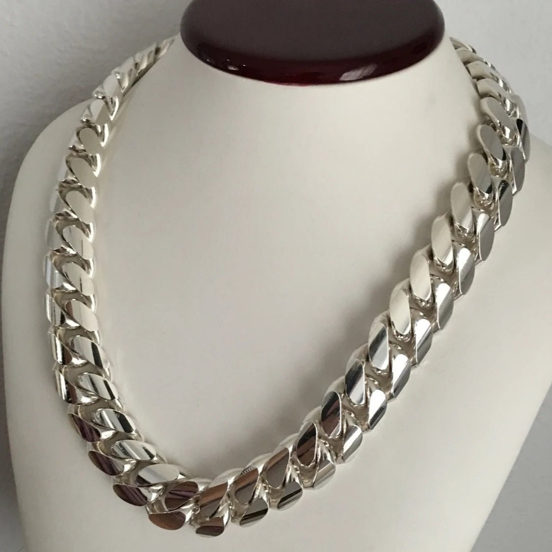Collar de Eslabones Cubanos - 18 mm Plata Ley 999 Premium - nativosjewelry