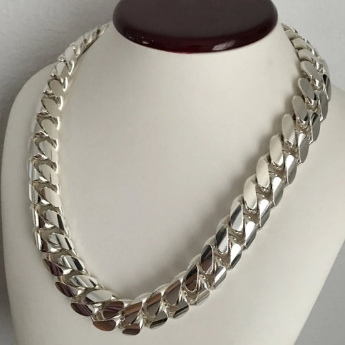 Collar de Eslabones Cubanos - 18 mm Plata Ley 999 Premium - nativosjewelry