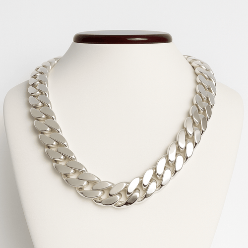 Collar de Eslabones Cubanos - 18 mm Plata Ley 999 Premium - nativosjewelry